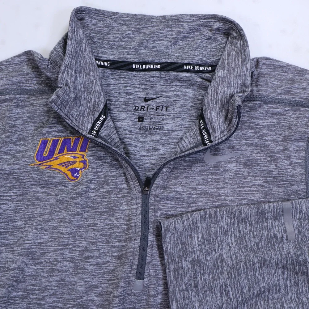 Nike Running UNI Panthers Dri-FIT Quarter Zip Grey Heathered Top Womens Small